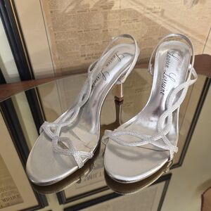 Lauren Lorraine From Nordstrom Rack Malaga Silver Strappy Heels